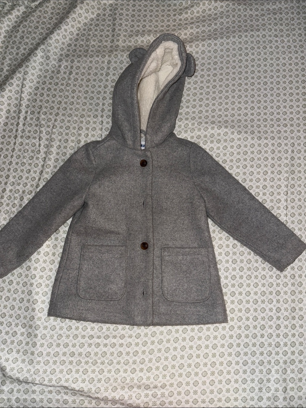 Old Navy Gray Kids Hooded Pea Coat with Sherpa Lining